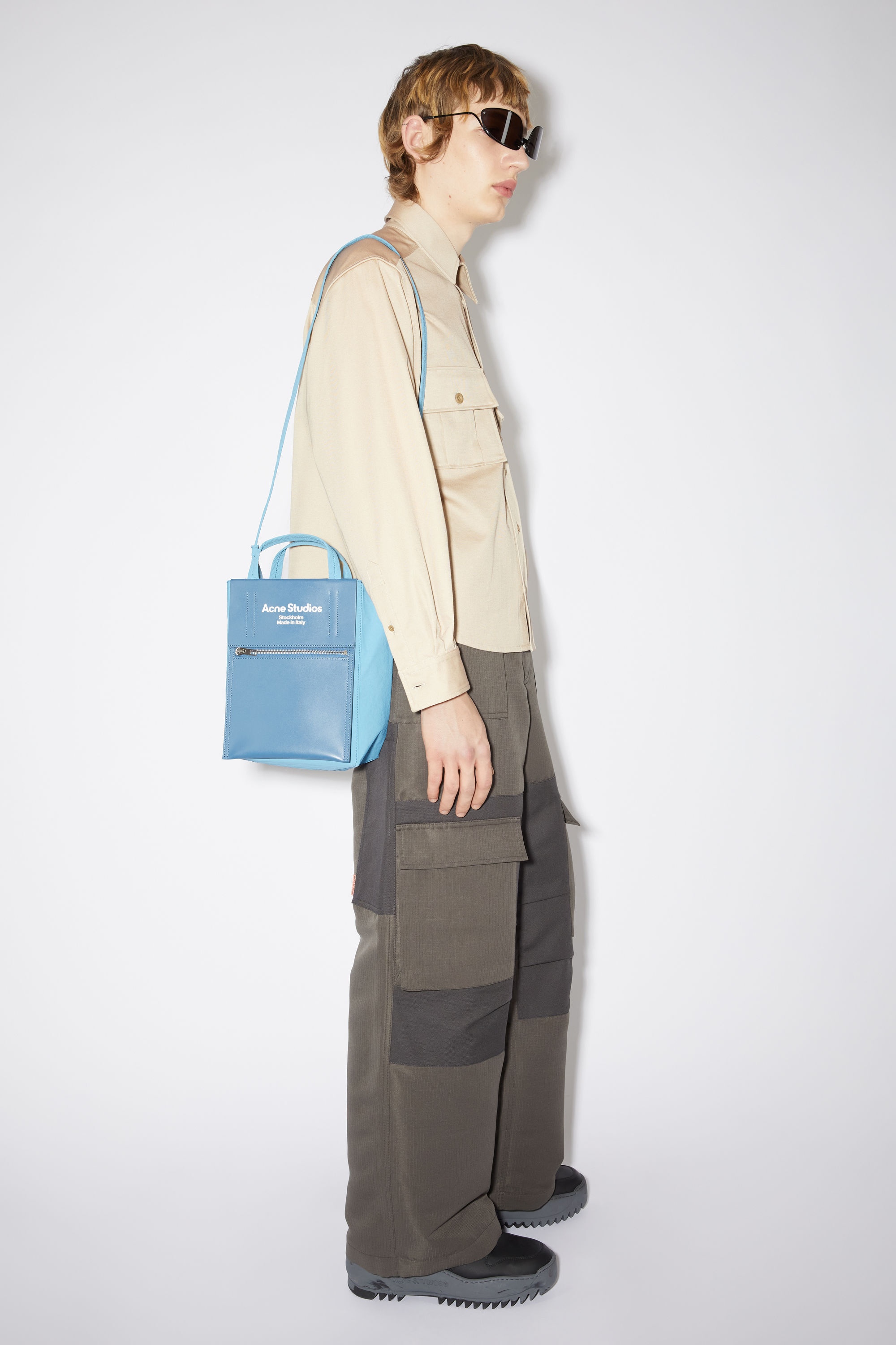 Papery Nylon tote bag - Powder blue/blue - 3