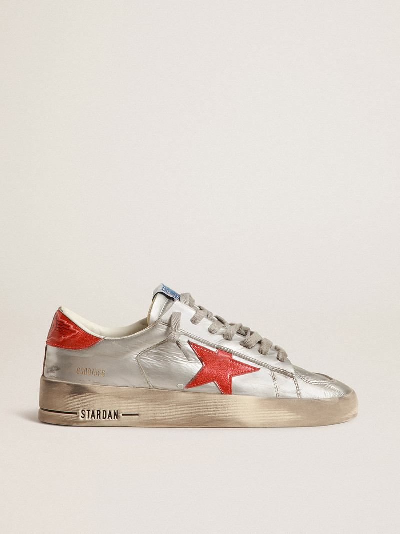 Women's Stardan in laminated leather with red glitter inserts - 1