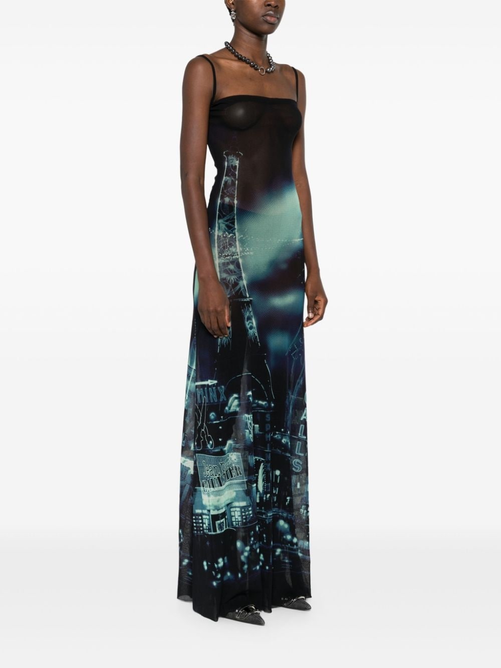 Pigalle-print mesh maxi dress - 3