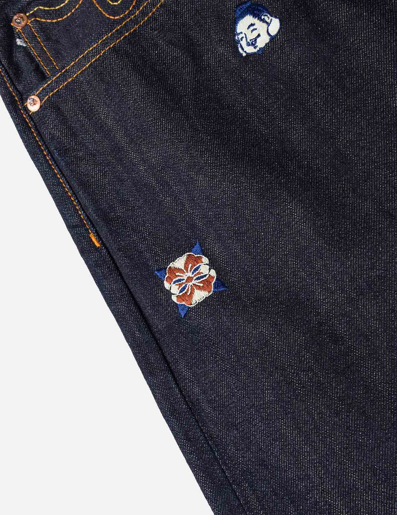 Allover Brand Embroidery Regular Fit Jeans #2000 6