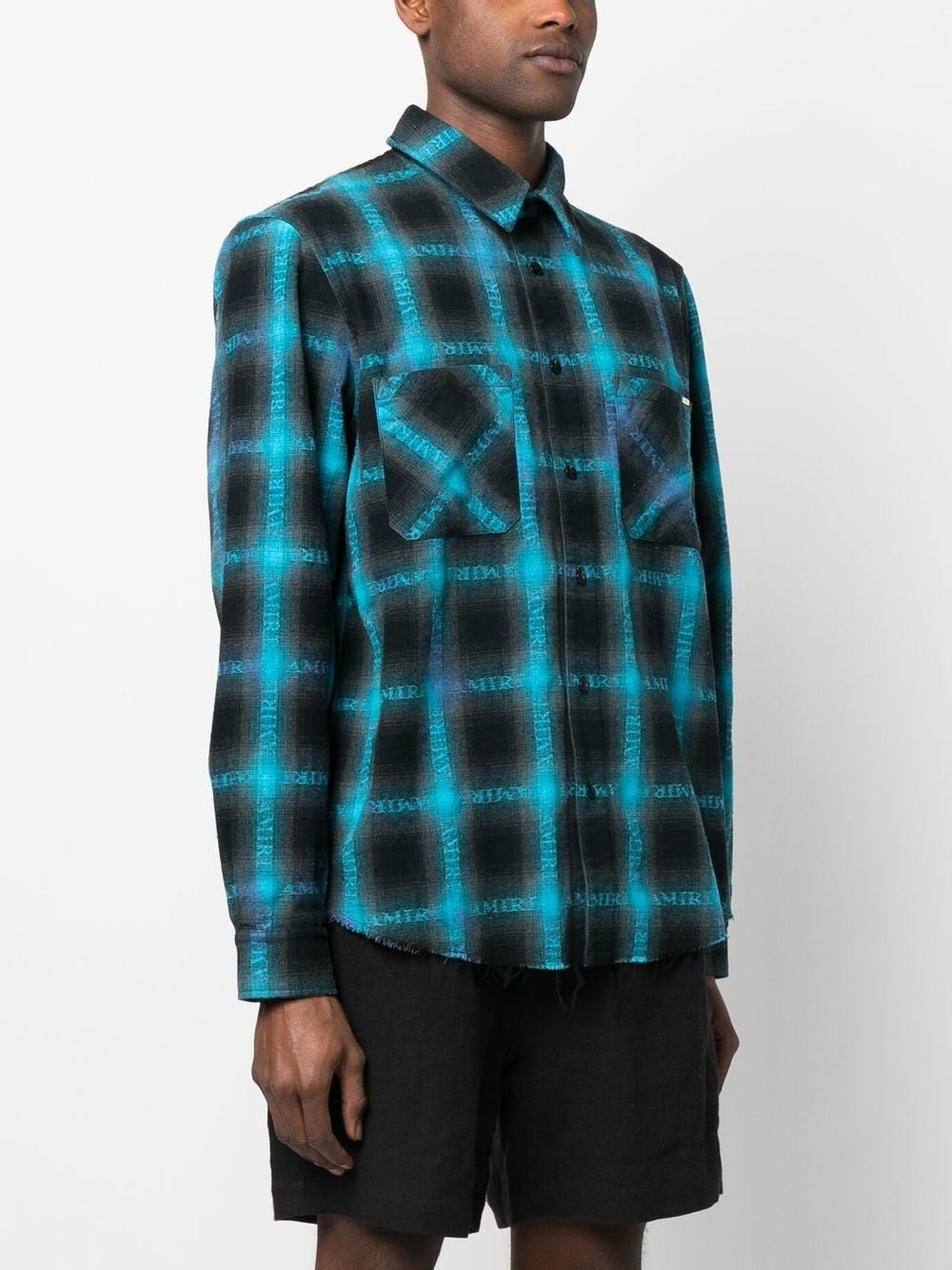 plaid logo-print shirt - 3