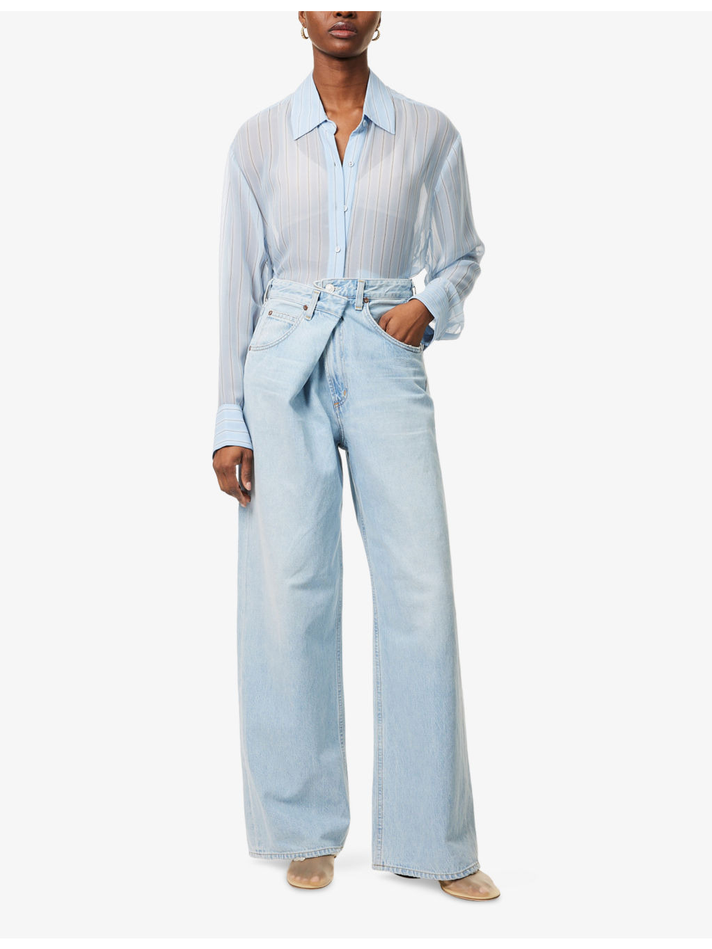Vana Fold Wide-Leg Denim Jeans - 2