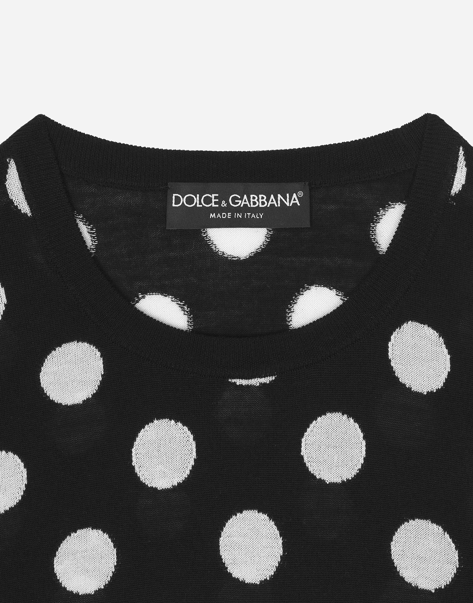 Wool and silk tank top with polka-dot inlay - 4