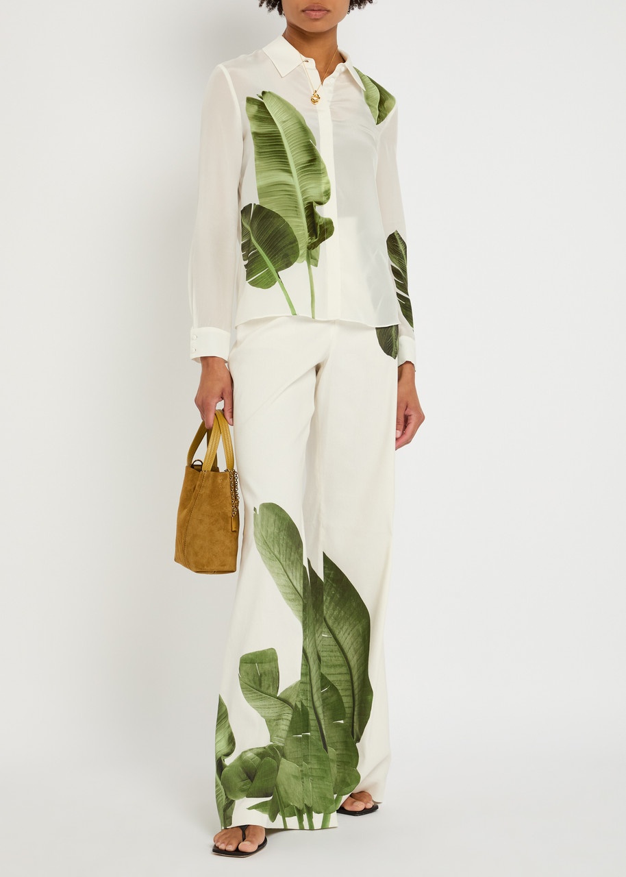 Alice + Olivia Willa Printed Semi-sheer Silk Shirt - 4