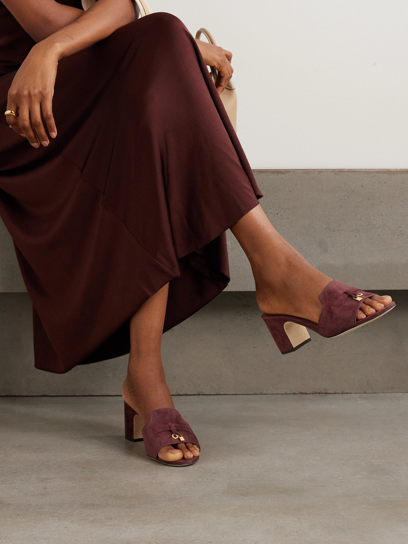 Loro Piana Summer Charms Embellished Suede Mules outlook