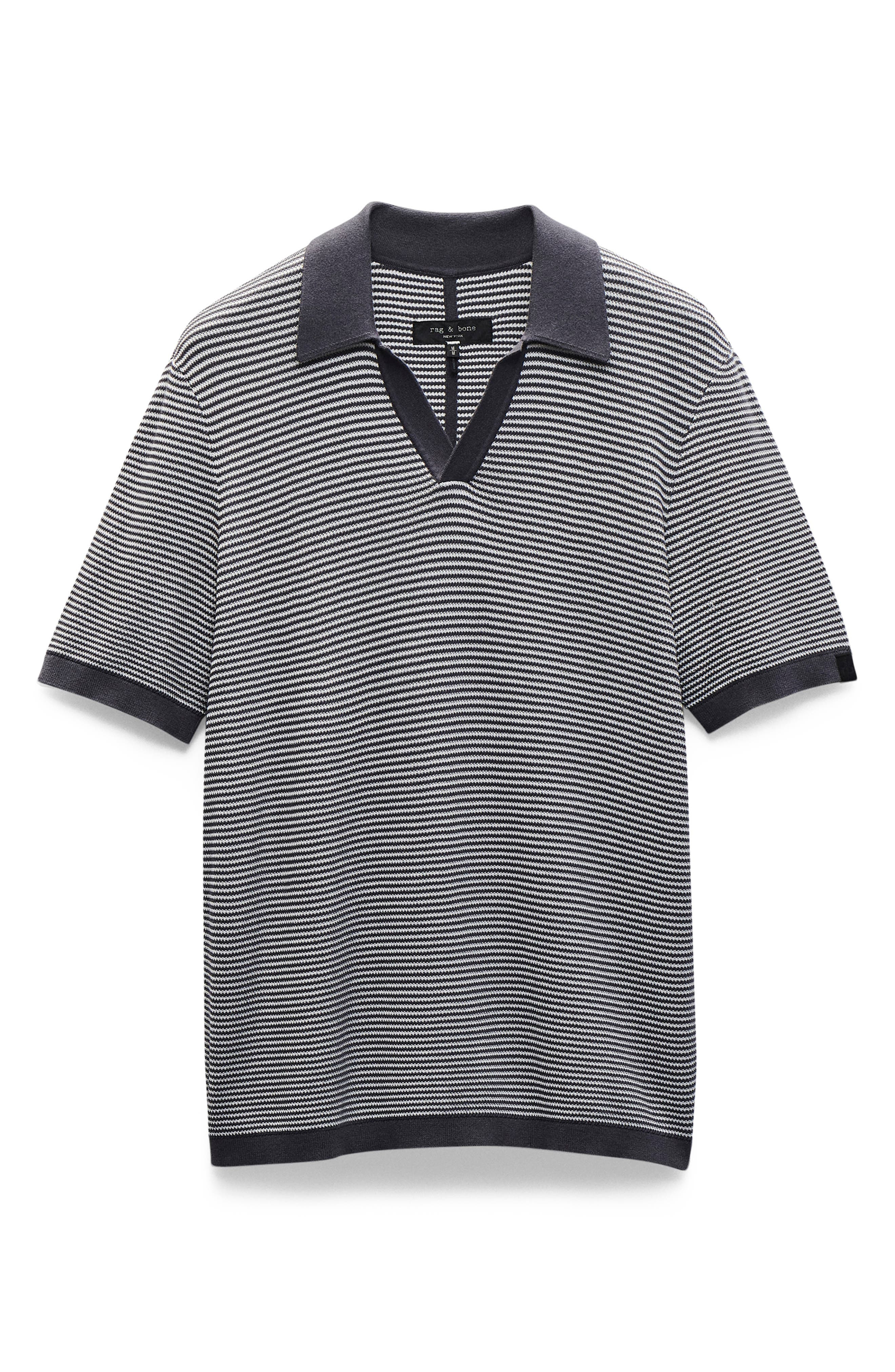 rag & bone Harvey Chevron Johnny Collar Polo in Wet Iron at Nordstrom - 4