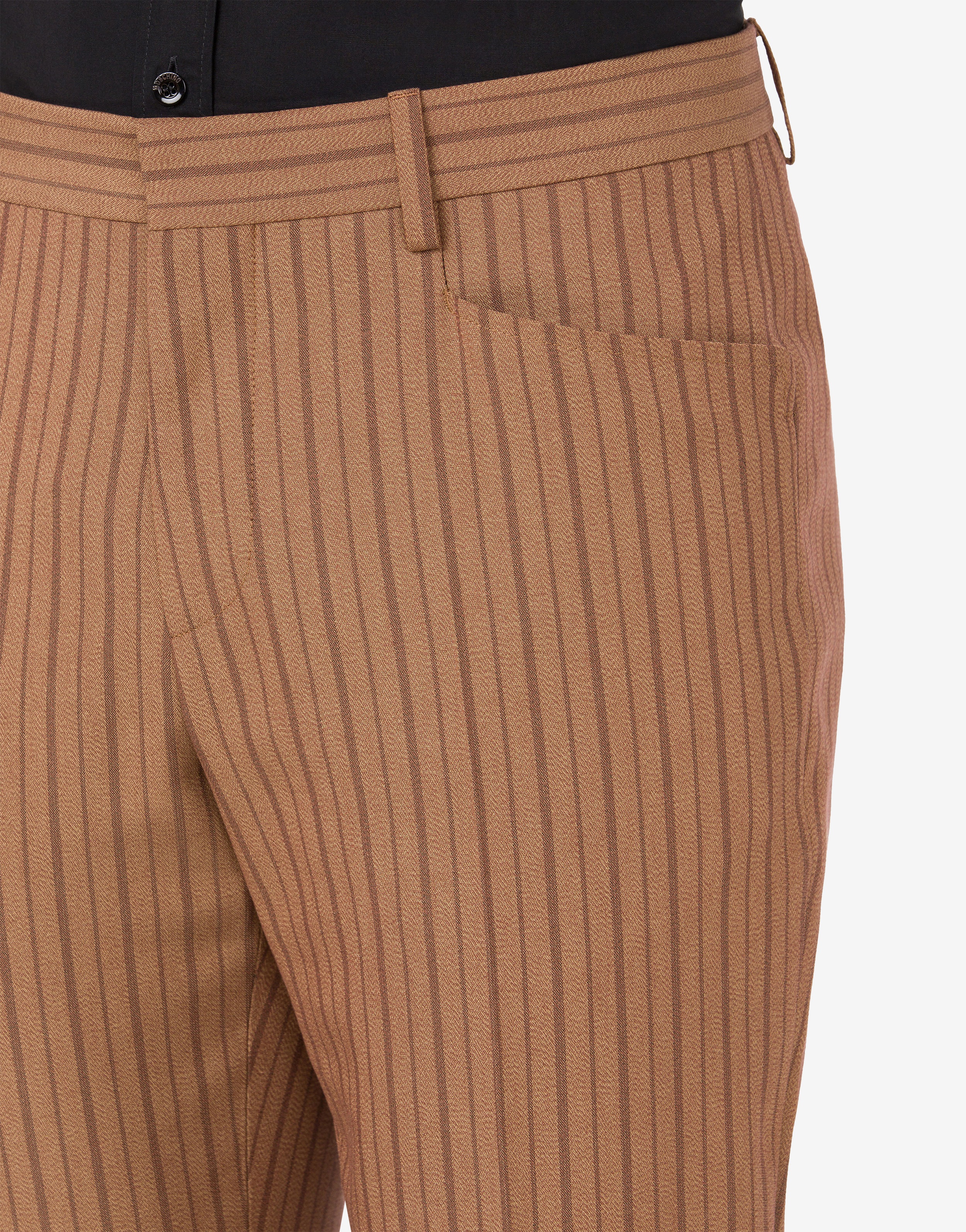 VISCOSE AND WOOL PINSTRIPE TROUSERS - 4