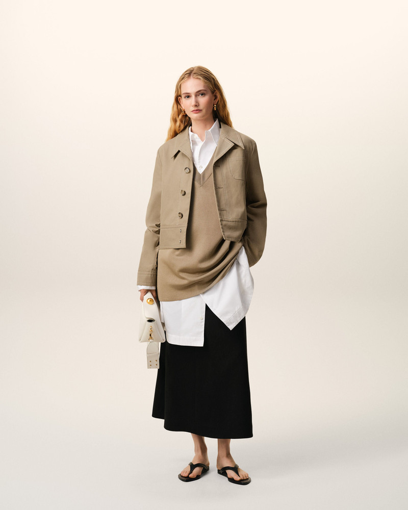 AMI Paris BEIGE COTTON BUTTONED JACKET outlook