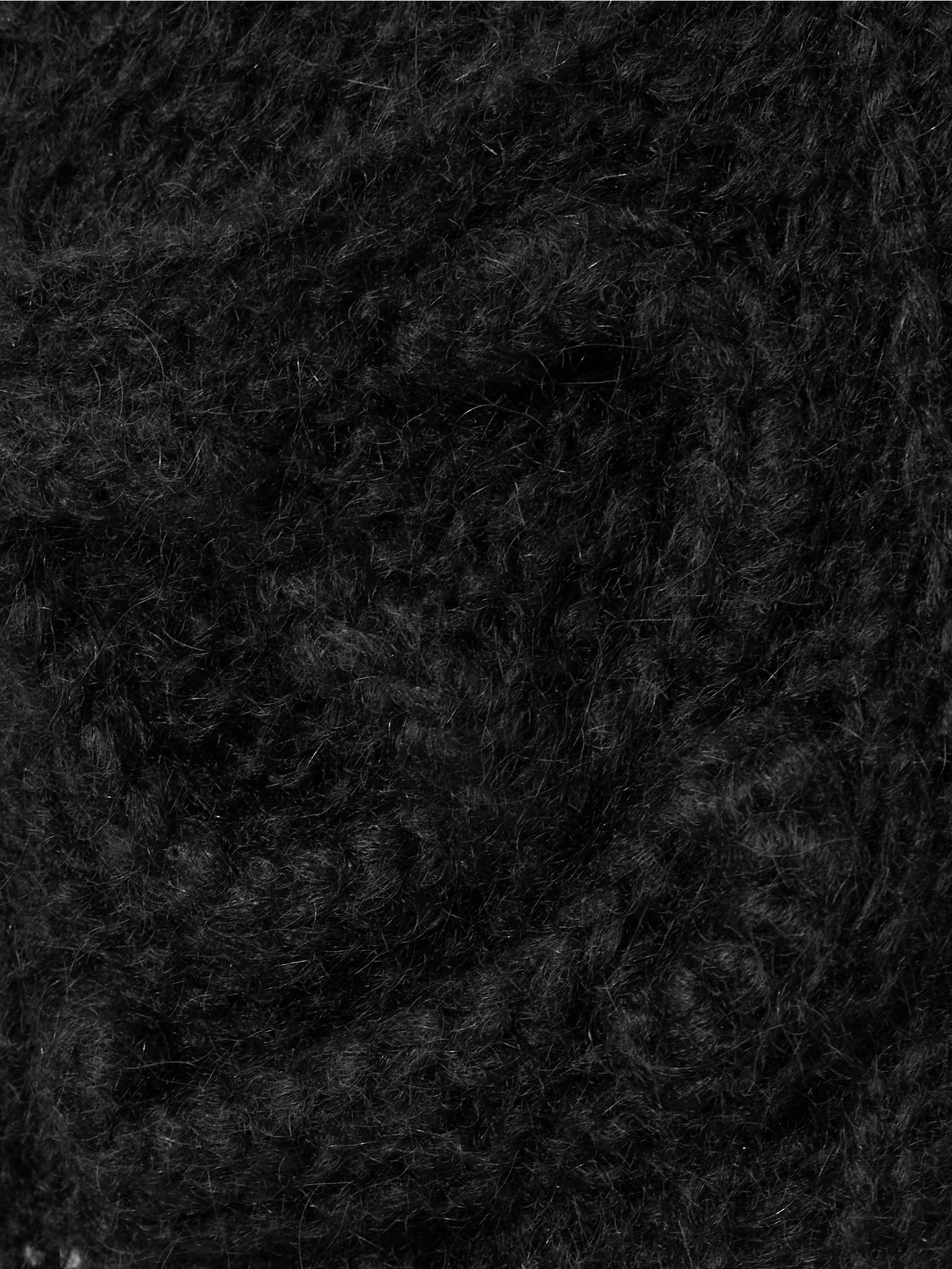 Anagram embroidered open-knit mohair-blend cardigan Black - 4