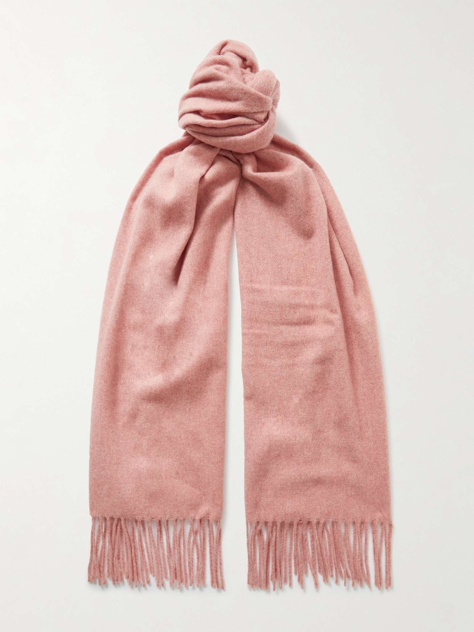 Logo-Detailed Fringed Cashmere Scarf - 1