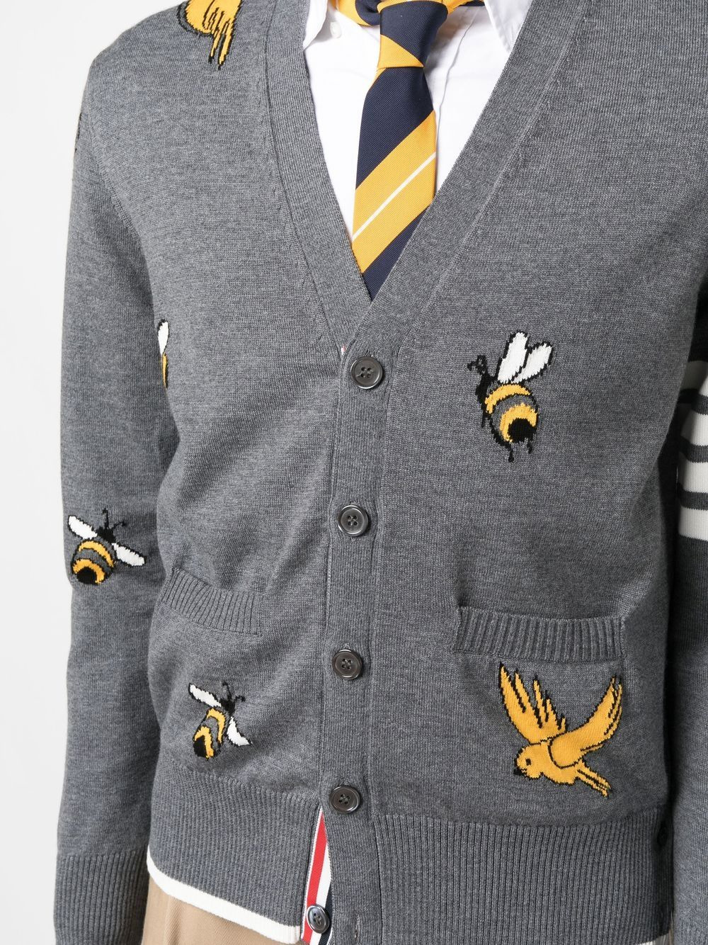 4-Bar stripe intarsia-patterned cardigan - 5