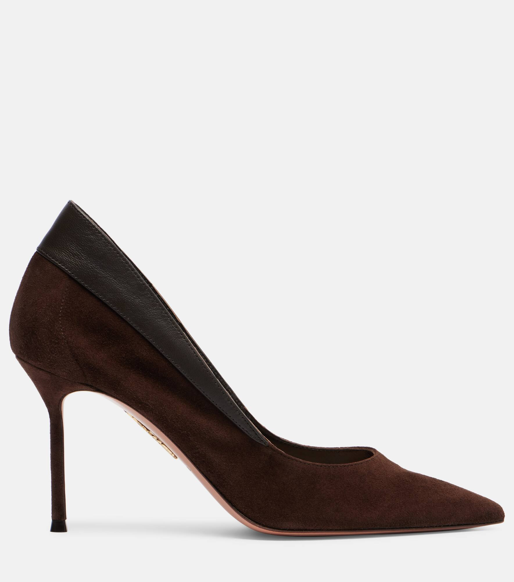 Guanto 85 leather-trimmed suede pumps - 4