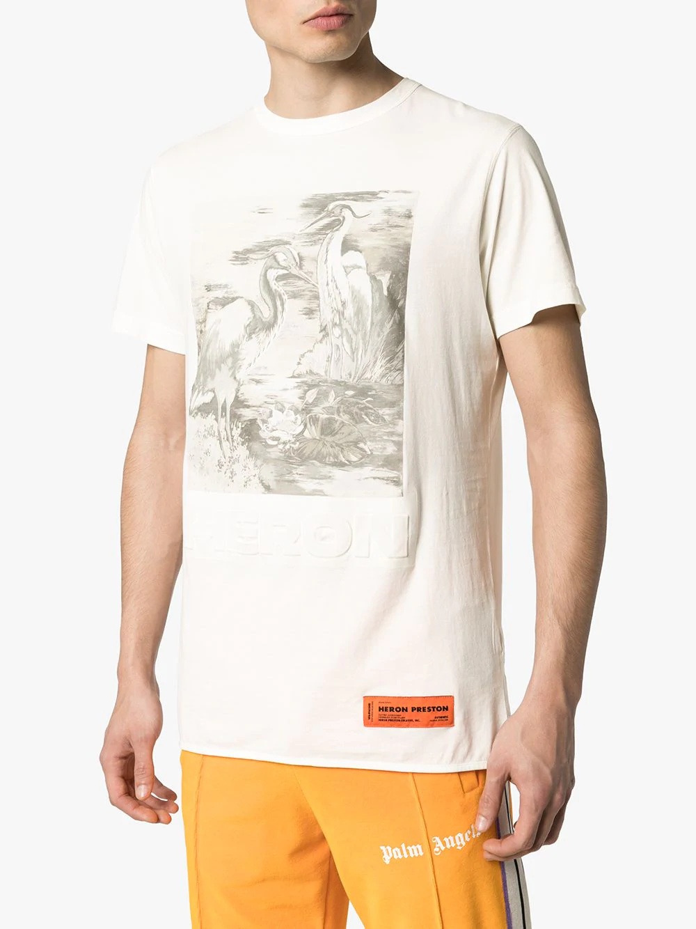 heron-print cotton T-shirt - 3