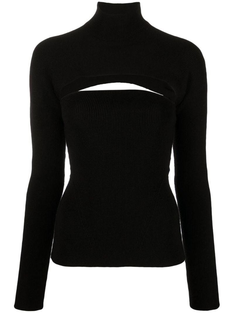 cut-out virgin wool-blend jumper - 1