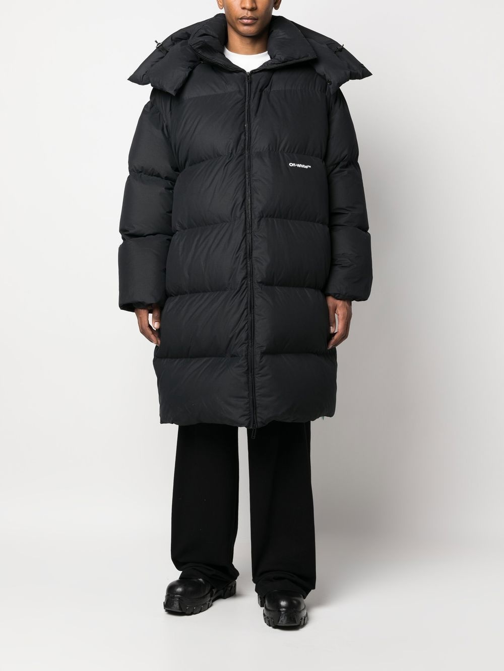 logo-print puffer coat - 2