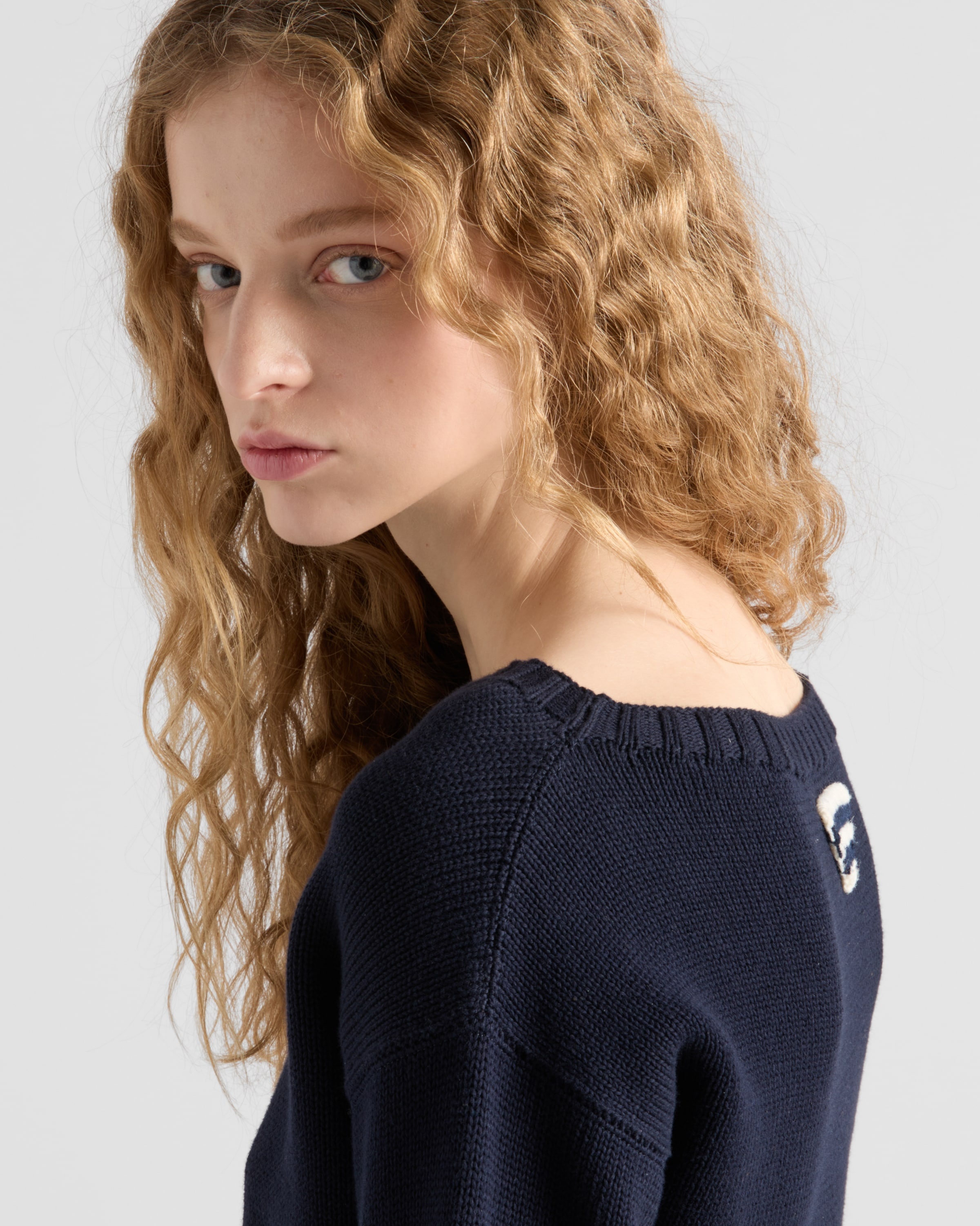 Cotton boat neck sweater - 4