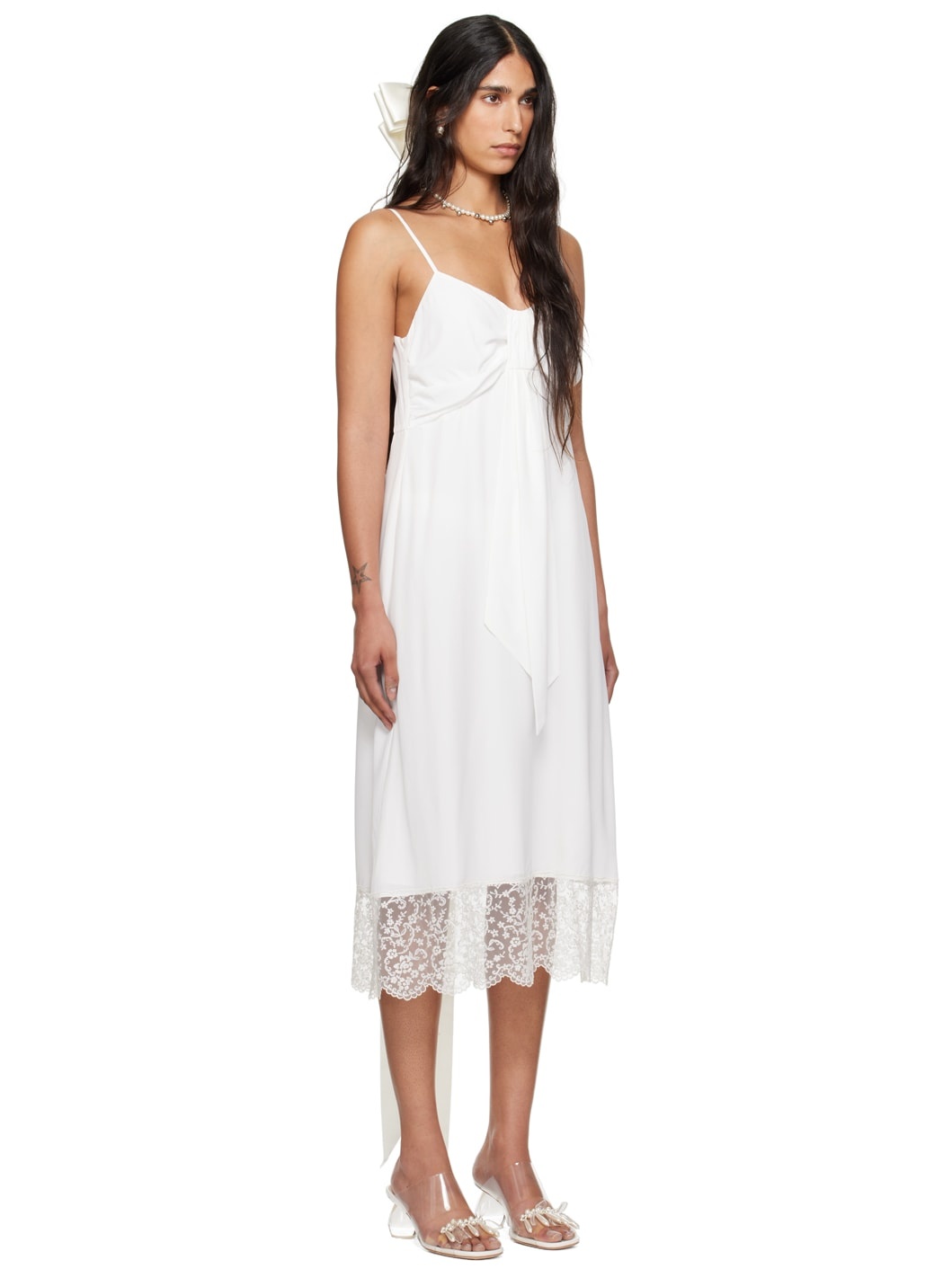 SSENSE Exclusive White Front Bow Slip Dress - 2