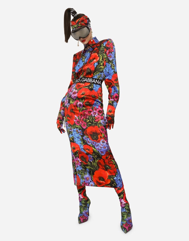 Meadow-print satin shirt - 5