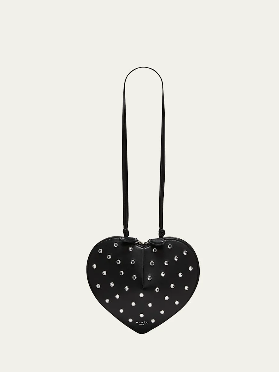 Le Coeur Riveted Strass Leather Crossbody Bag - 1