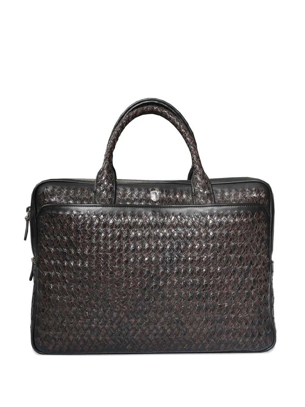 woven calfskin-alligator leather briefcase - 1