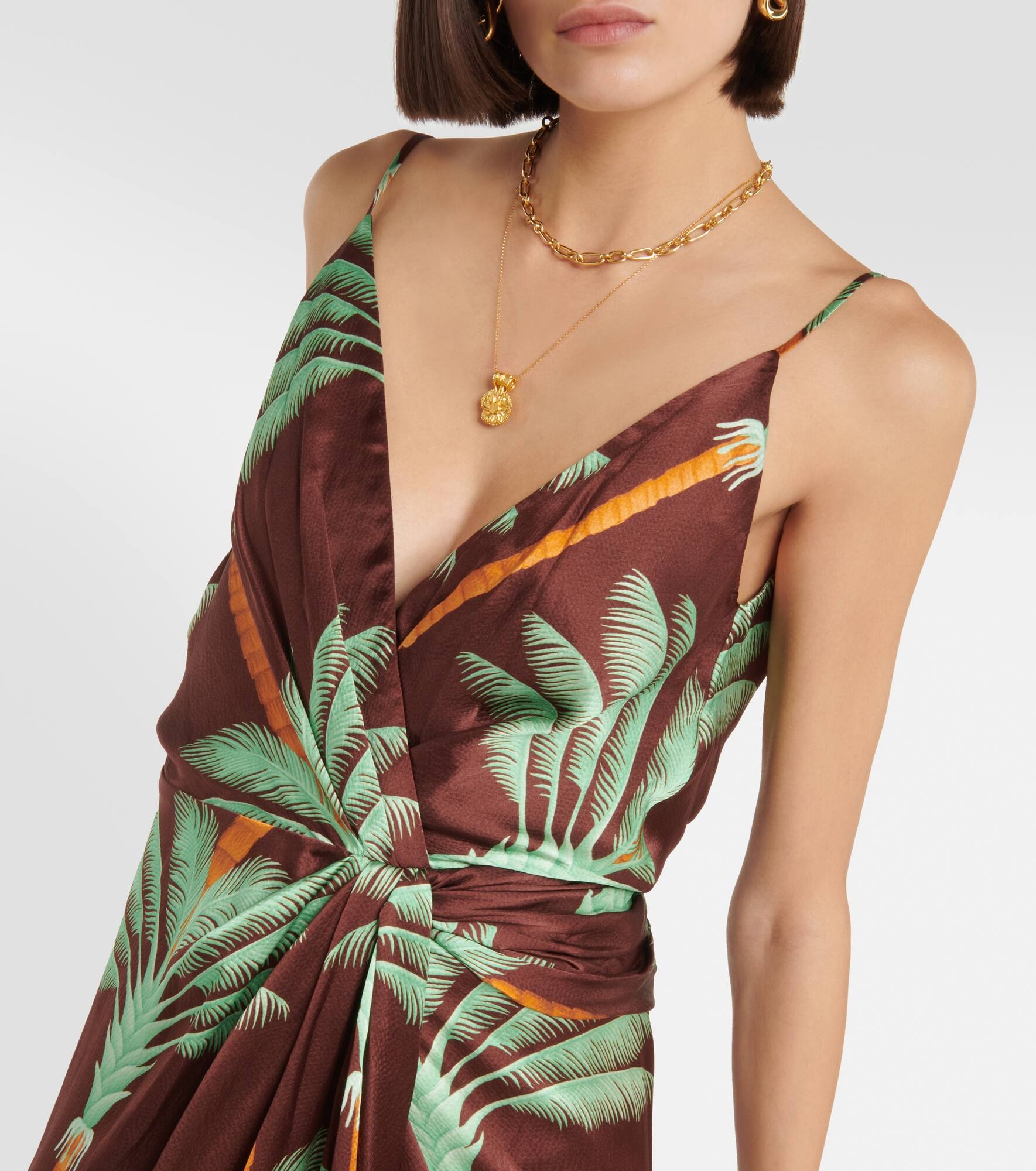 Embroidered printed silk maxi dress - 4
