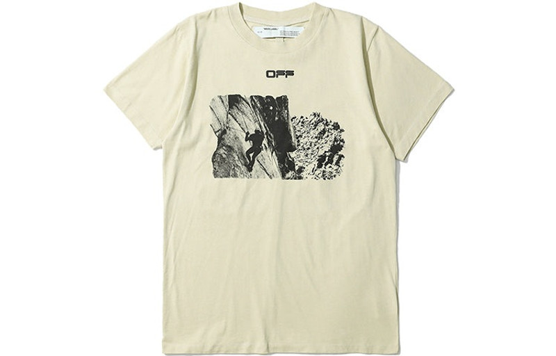 Men's Off-White C/O VIRGIL ABLOH Arrow Short Sleeve Version Creamy White T-Shirt OMAA027S20185015611 - 1