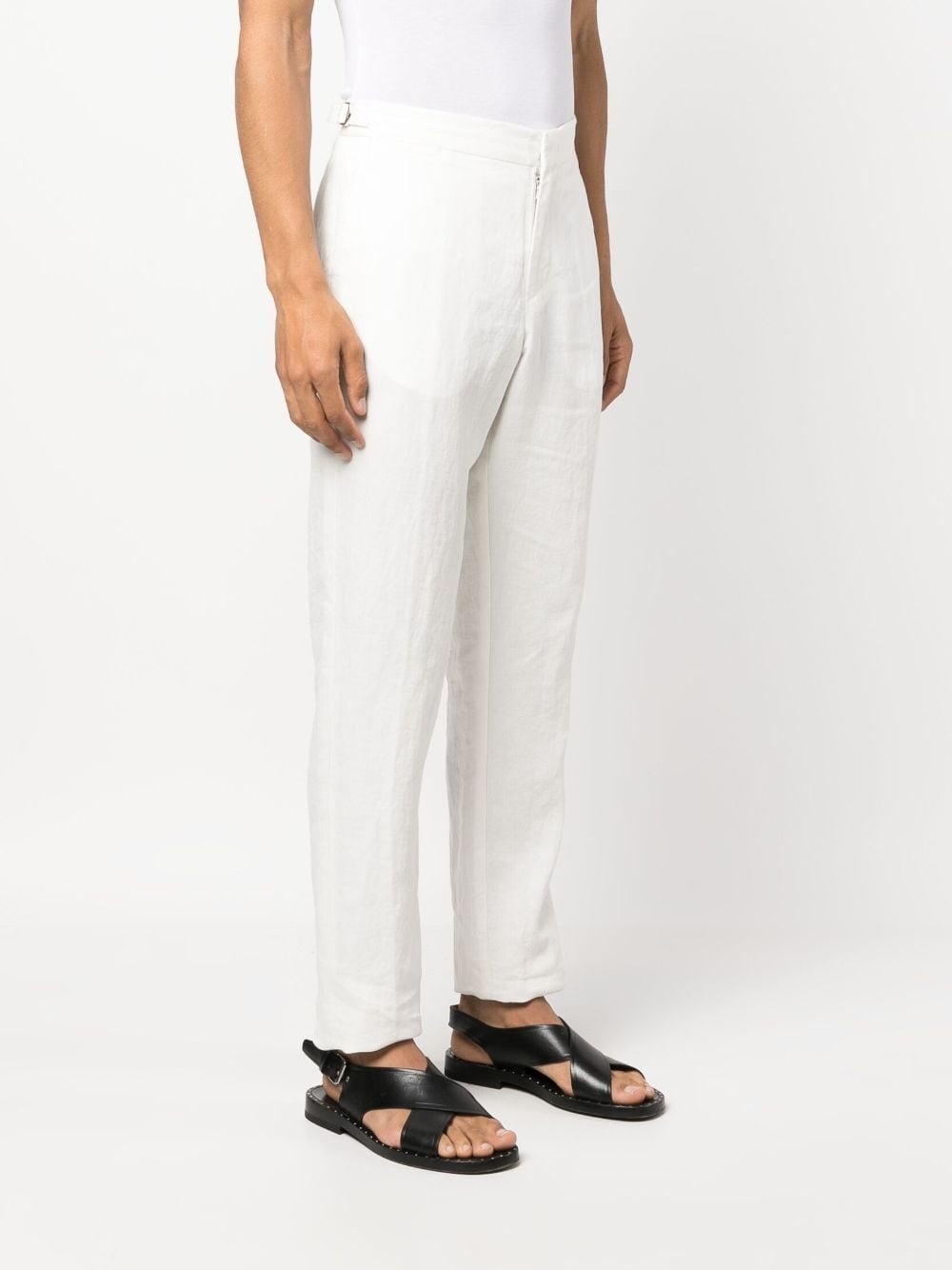 straight-leg linen chino trousers - 3