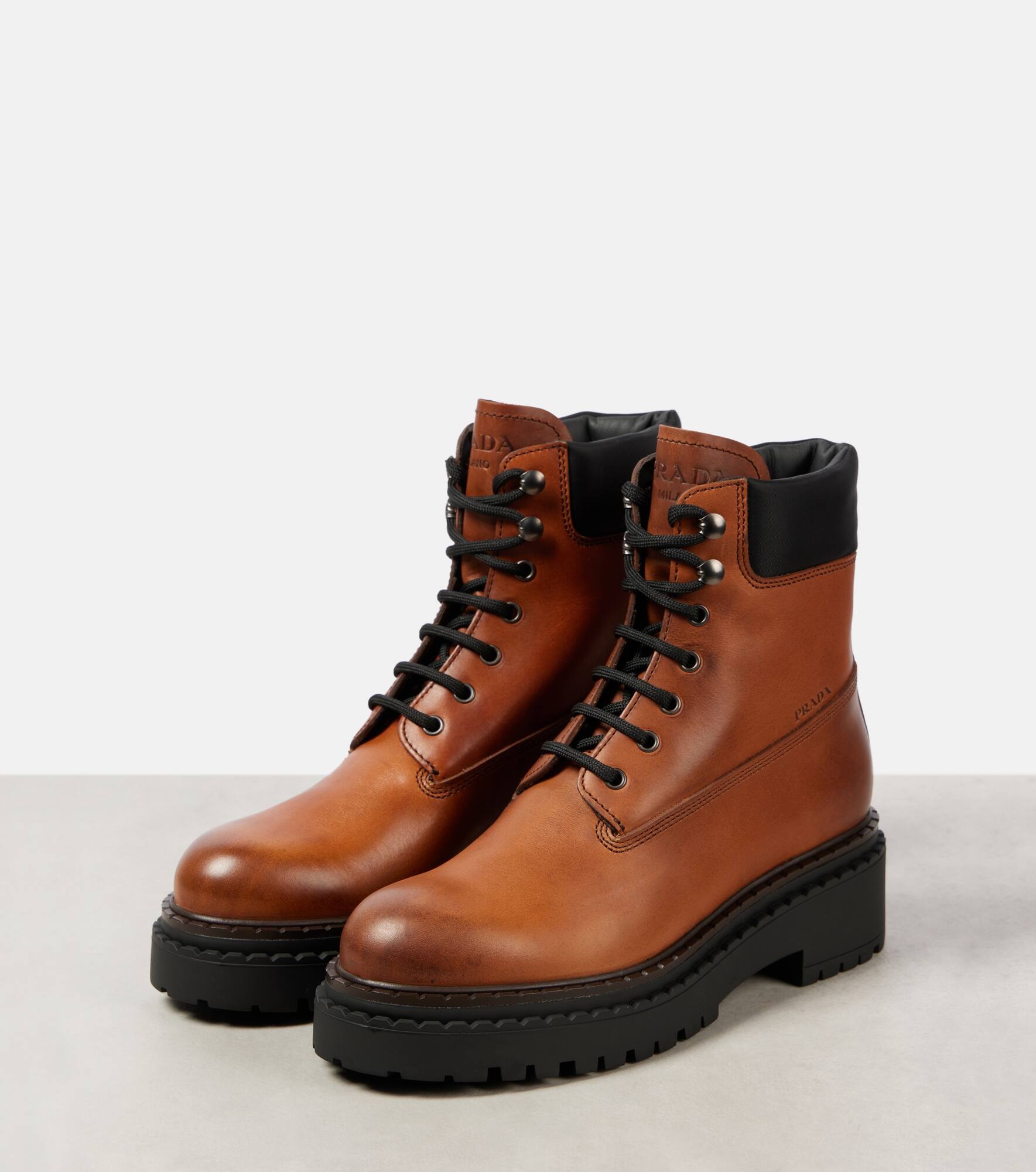 Re-Nylon and leather lace-up boots - 4