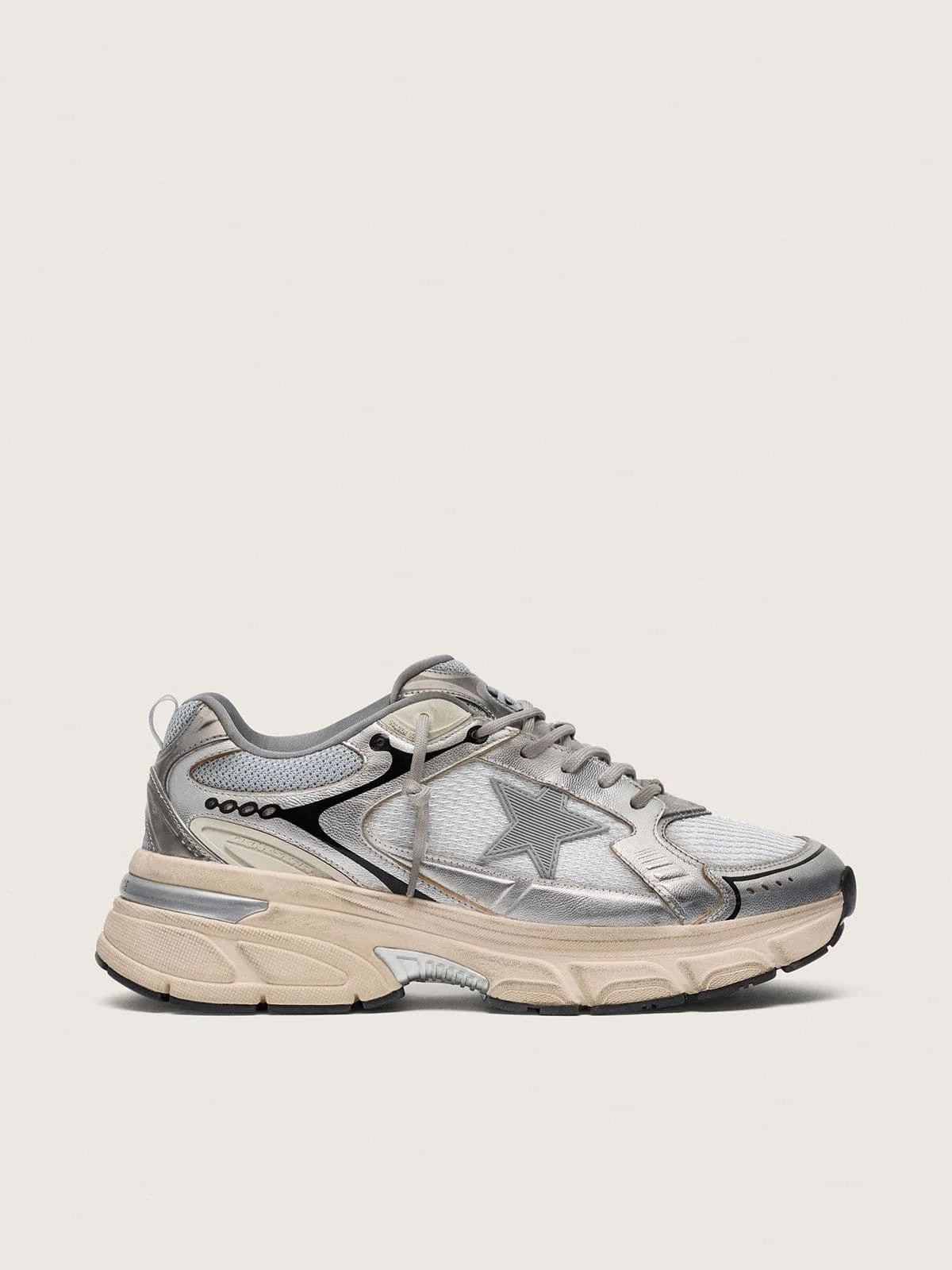 Women's Lightstar in gray mesh and silver nappa leather with gray TPU star - 1