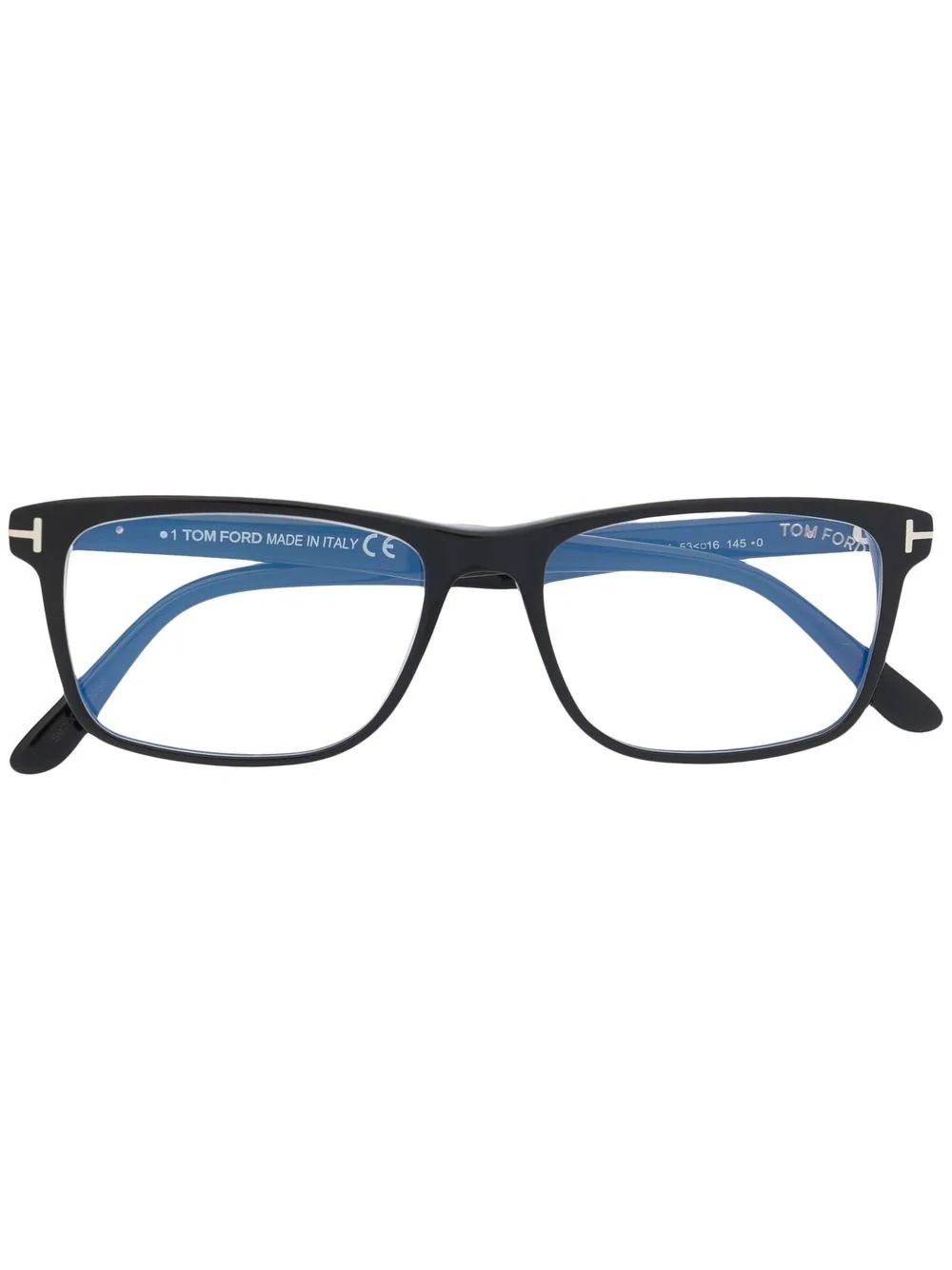 polished-effect square-frame glasses - 1