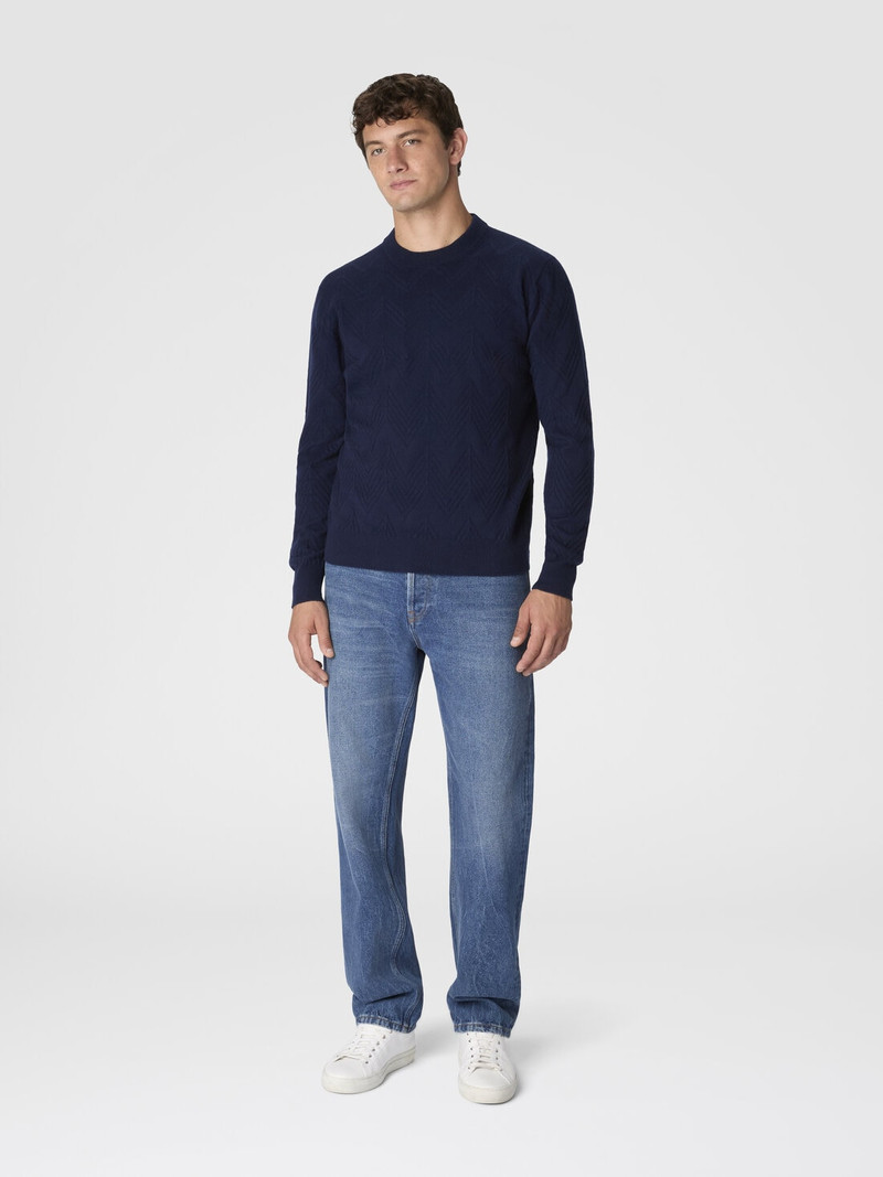Missoni Crew neck sweater in pure cashmere with chevron pattern outlook