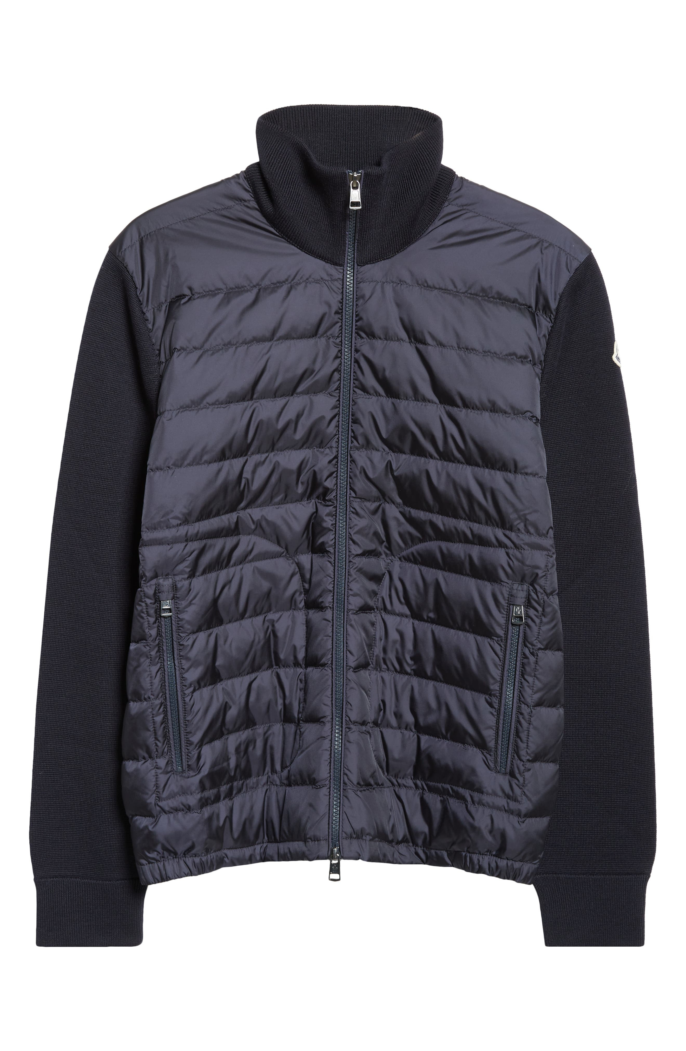 Moncler Maglia Mixed Media Cardigan in Navy at Nordstrom - 6
