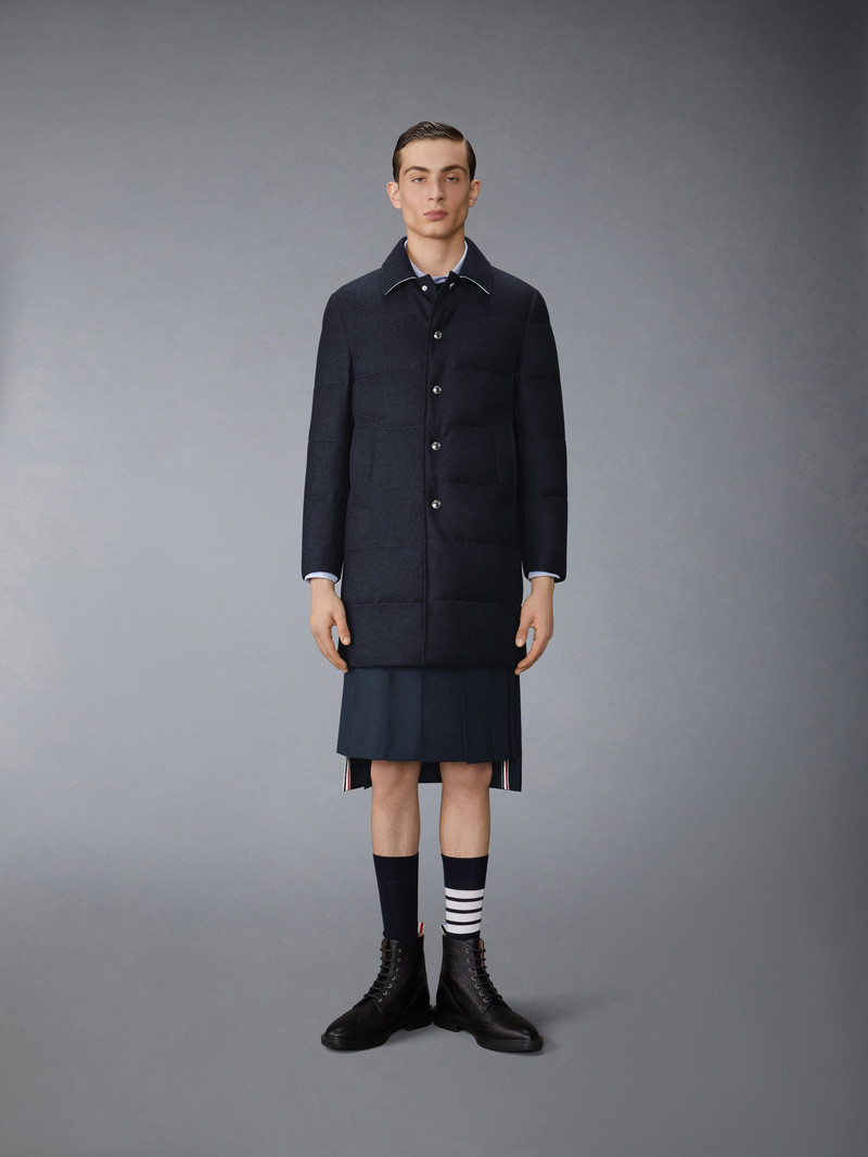 Thom Browne DOWNFILLED CLASSIC BAL COLLAR O/C W/ TONAL GROSGRAIN IN WOOL FLANNEL outlook