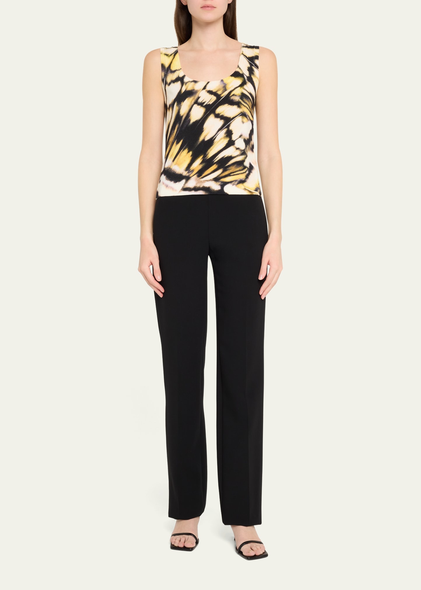 Butterfly Printed Scoop-Neck Knit Tank Top - 2
