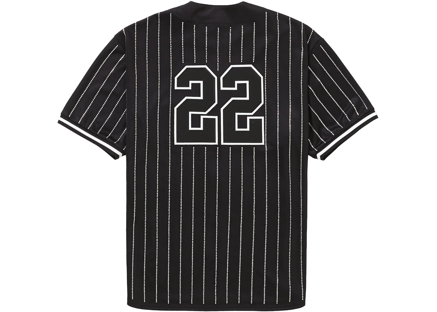 Supreme Rhinestone Stripe Baseball Jersey Black - 2