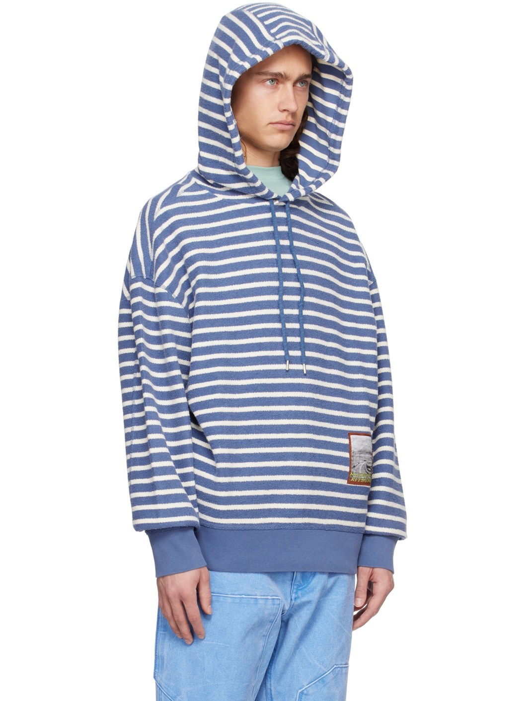 Blue & White Striped Hoodie - 2