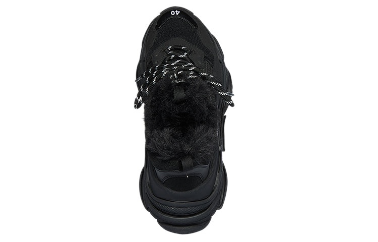 (WMNS) Balenciaga Triple S 'Fake Fur - Black' 668562W3CQ51000 - 4