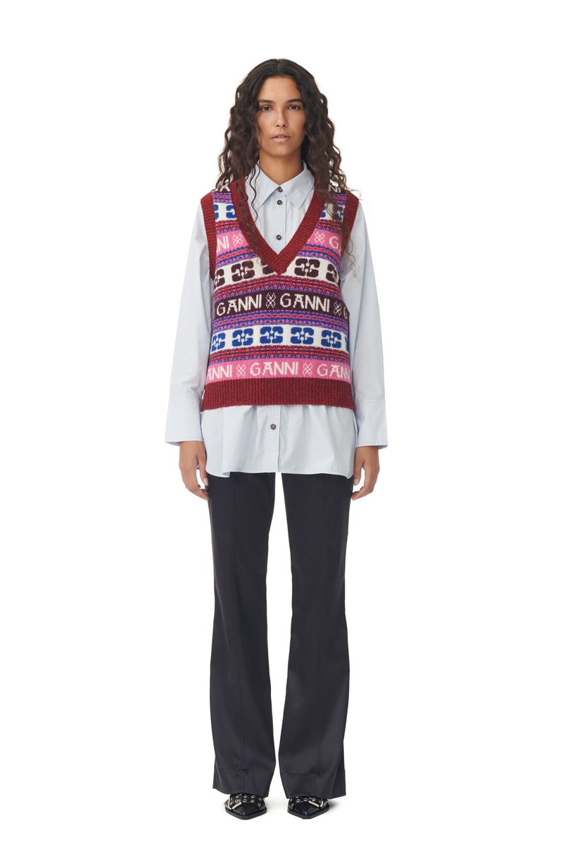 PINK LOGO WOOL MIX VEST 4