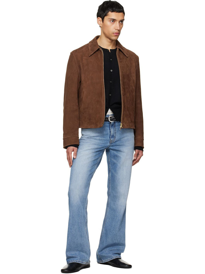 Tonywack Brown Buckle Zip Goat Suede Jacket outlook