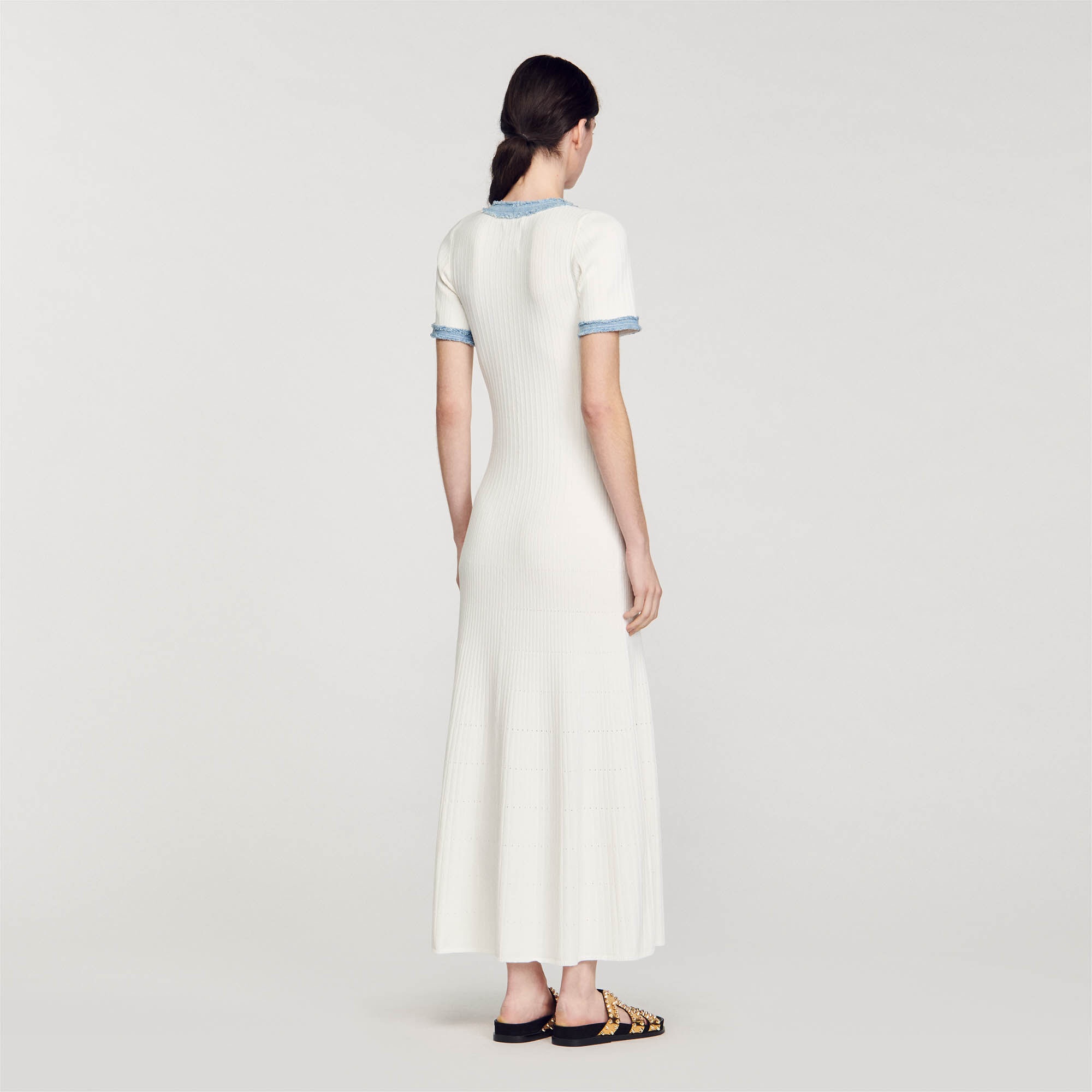 KNIT AND DENIM MIDI DRESS - 6