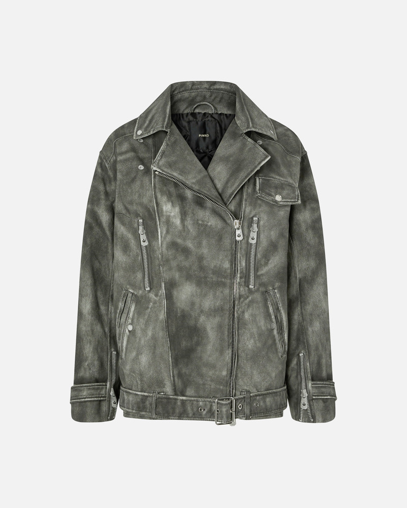 JACKET WITH LEATHER-EFFECT TROMPE-L'ŒIL PRINT 1