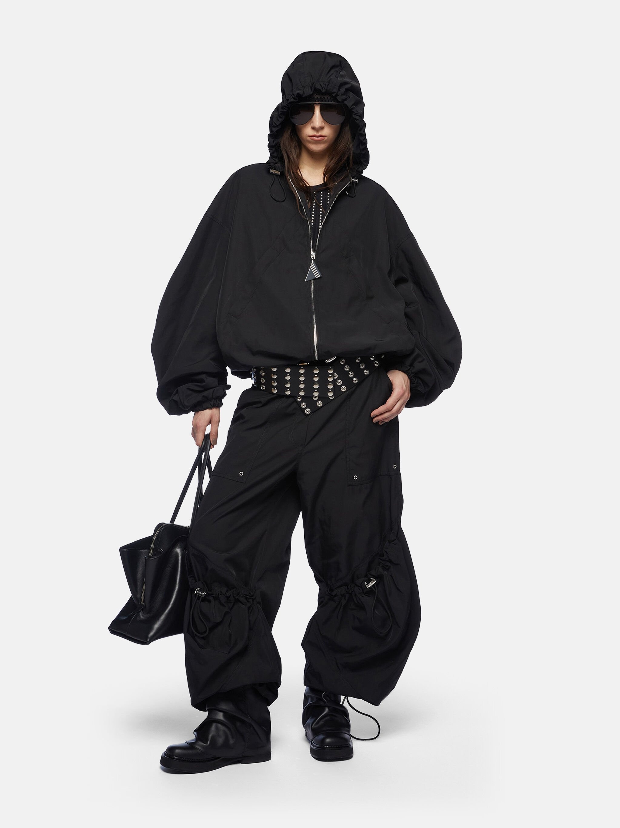 ブルゾン THE ATTICO FW25 BOMBER (251WCB00070 PLL001AA 100) THE ATTICO BLACK BOMBER | REVERSIBLE