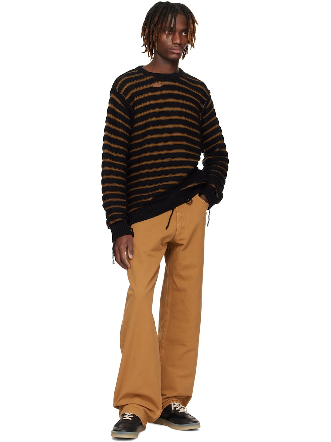 Black & Brown Cotton Knit Sweater - 4