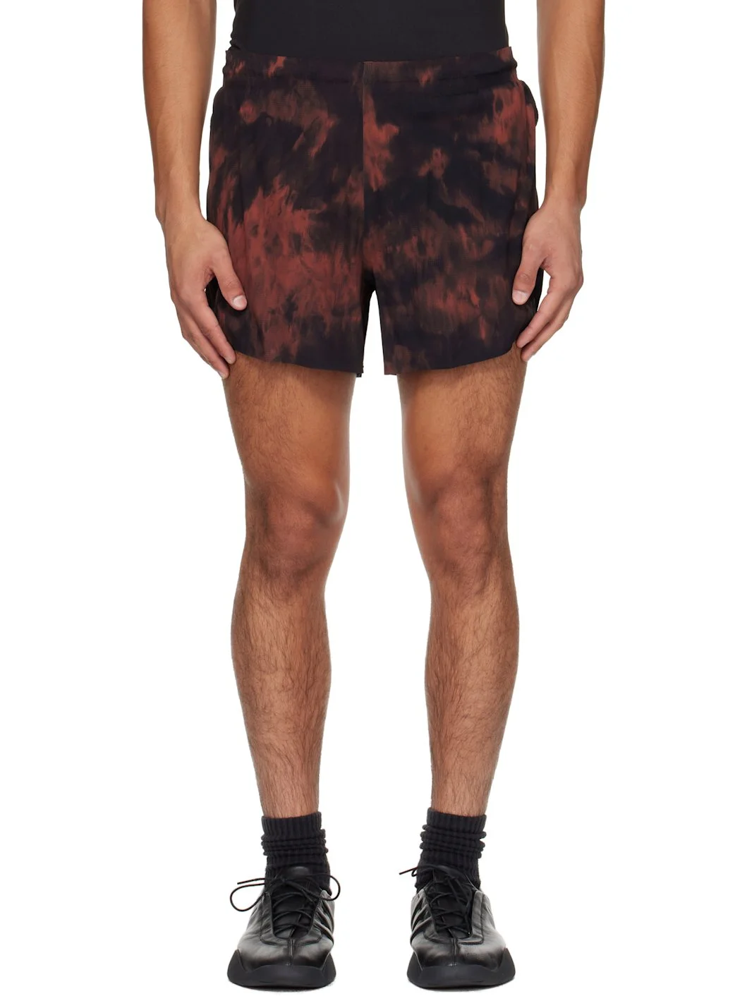 Black & Orange AOP Running Shorts - 1