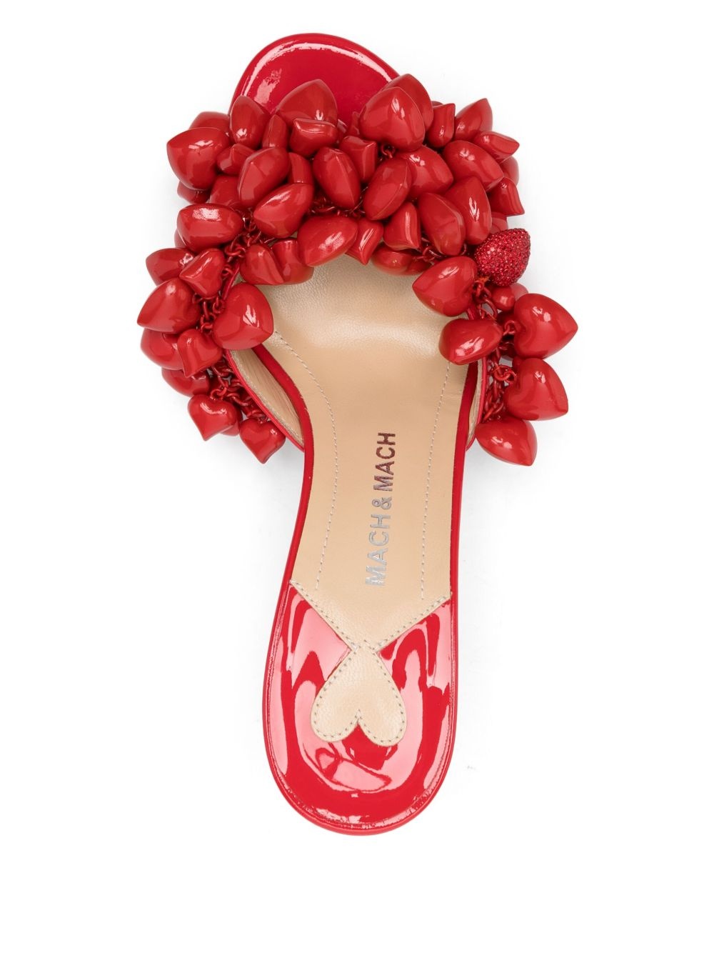 85mm puffly-heart patent mules - 4
