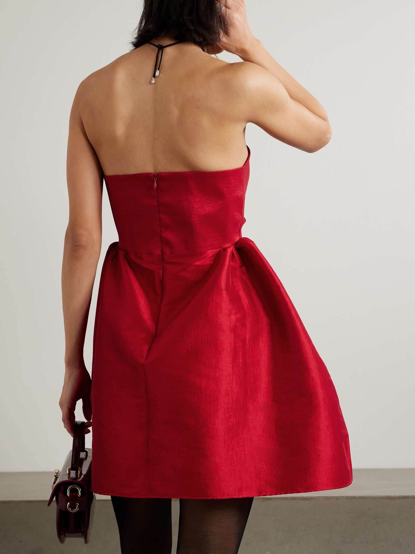Fiona strapless twisted taffeta mini dress Red - 3