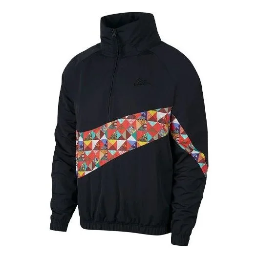 Nike Big Swoosh logo Contrasting Colors Sports Jacket Black CI7690-010 - 1