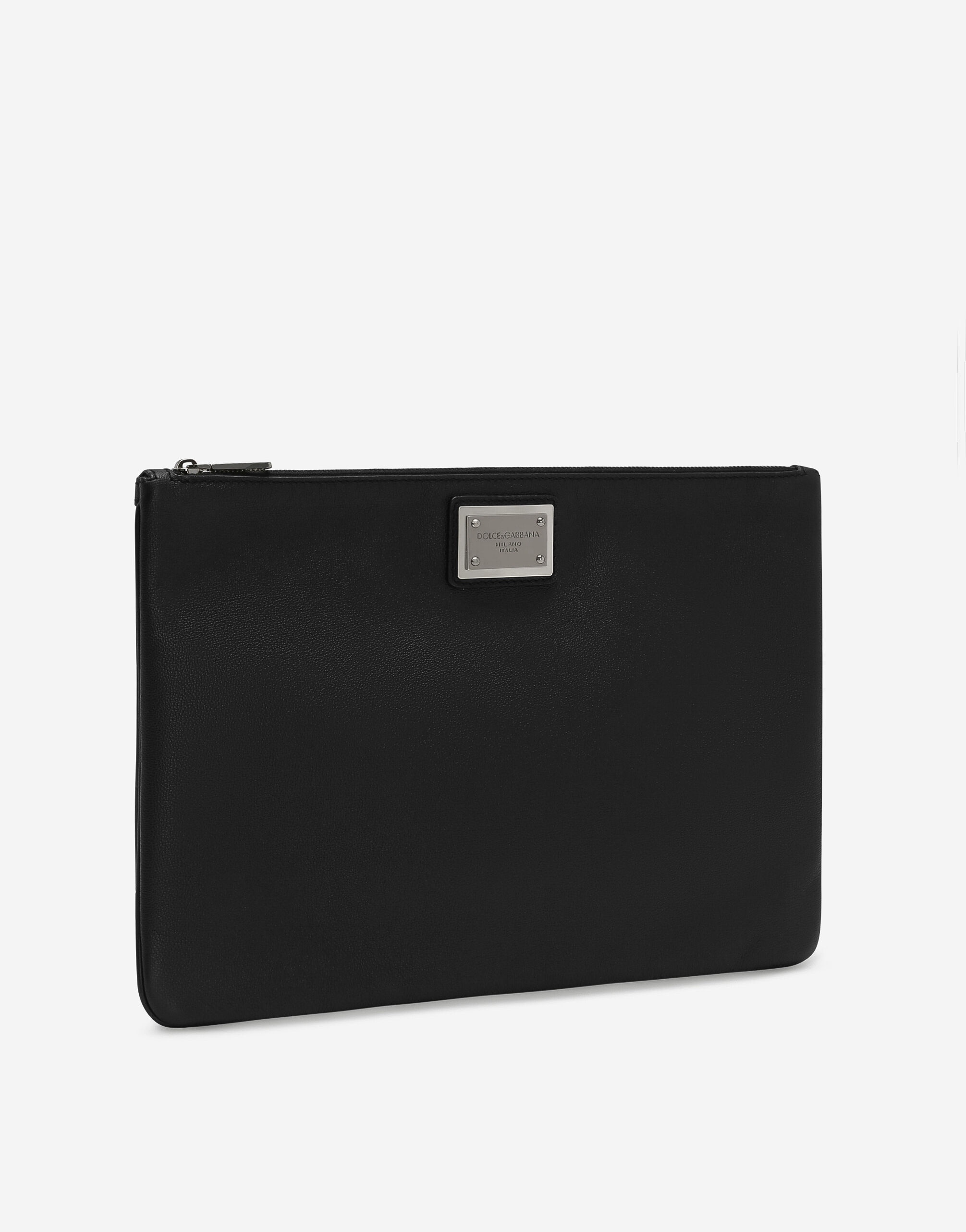 Medium-sized grainy calfskin and nylon pouch - 3