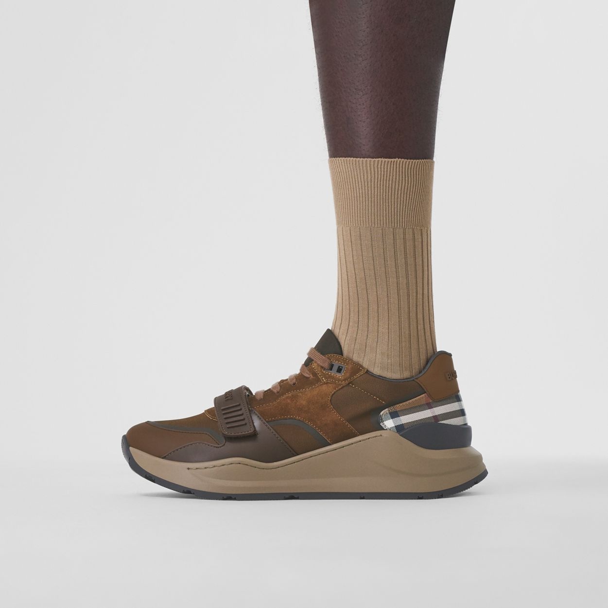 Leather, Suede and Check Sneakers - 3
