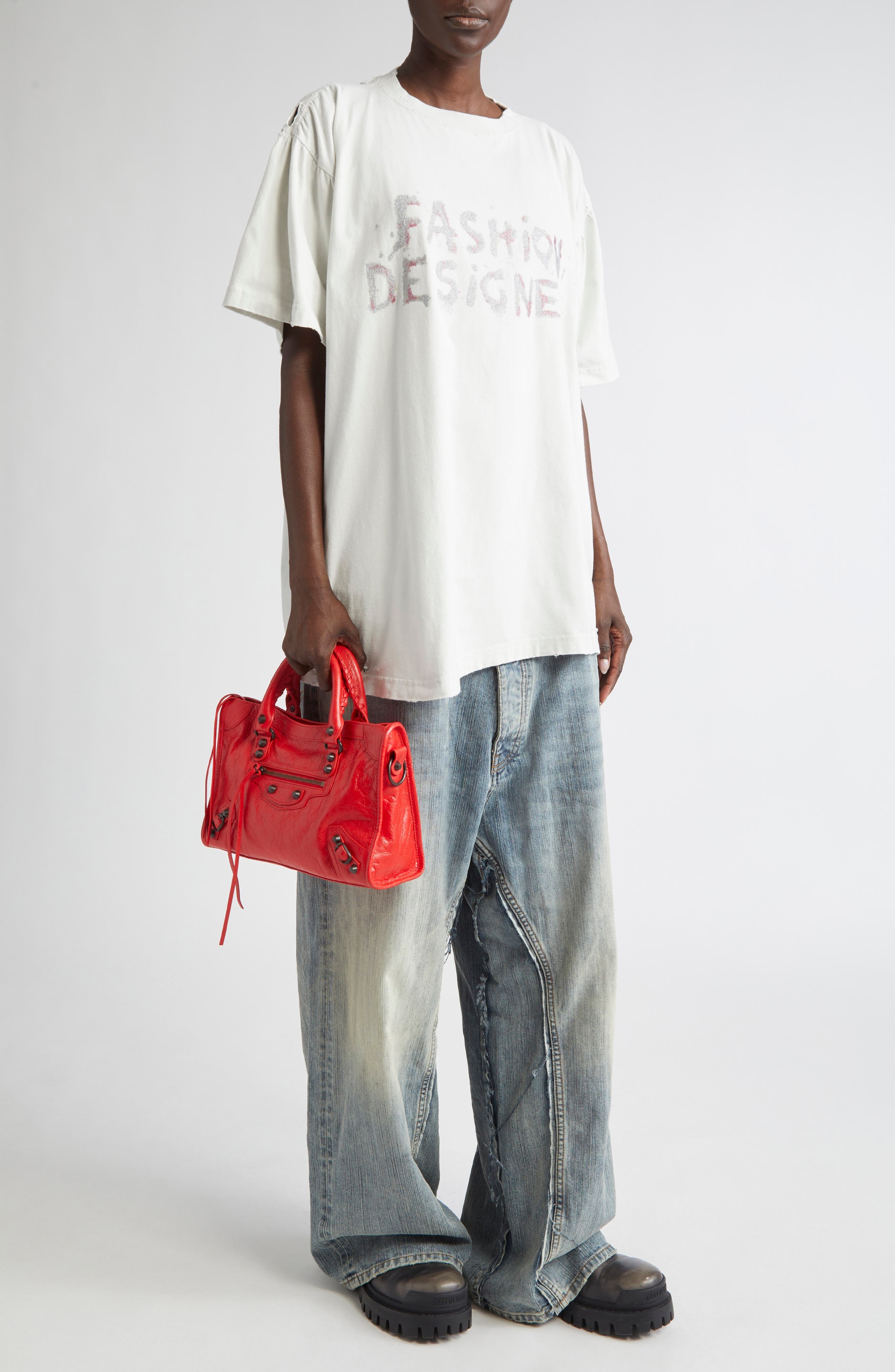 Balenciaga Distressed Layered Jeans in 3969 Iced/Stained at Nordstrom - 7
